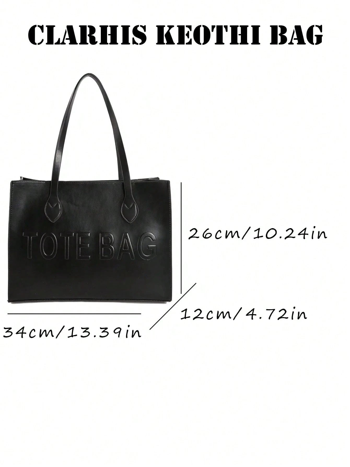 Simple Black PU Tote Handbag, Spacious Shoulder Bag Stylish Carryall Purse For Commuting, Business, Shopping And Casual Outings
