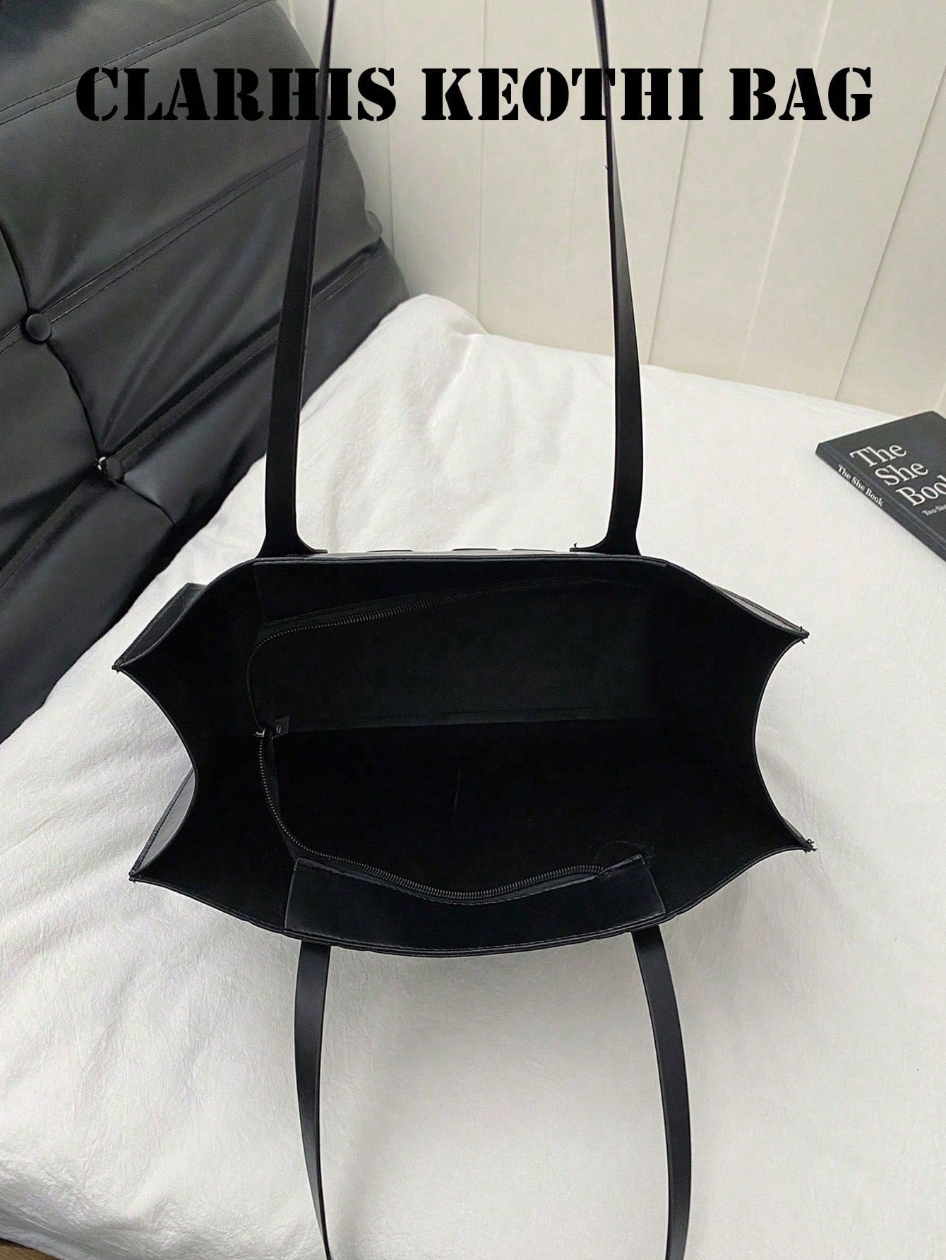Simple Black PU Tote Handbag, Spacious Shoulder Bag Stylish Carryall Purse For Commuting, Business, Shopping And Casual Outings