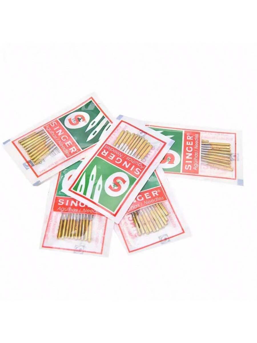 SINGER Titanium Plated Universal Sewing Machine Needles, Golden, 5 Packs (50 Needles Total)