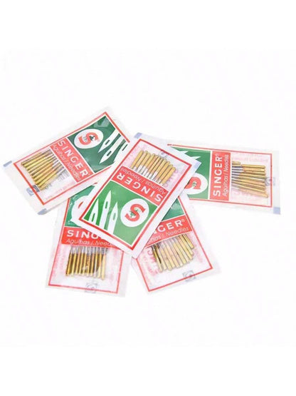 SINGER Titanium Plated Universal Sewing Machine Needles, Golden, 5 Packs (50 Needles Total)
