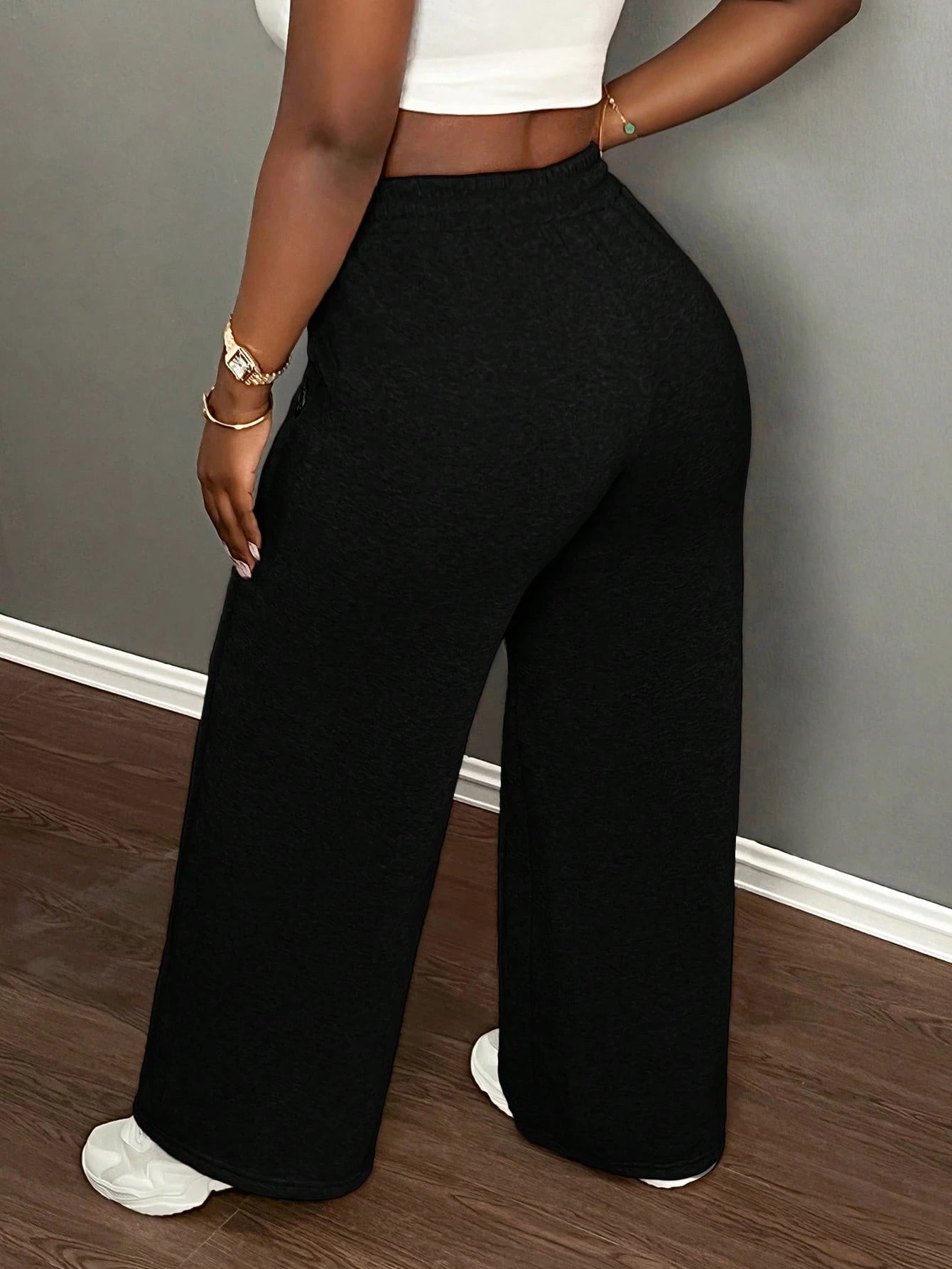 Slaydiva Casual Gray Loose Straight Leg Pants