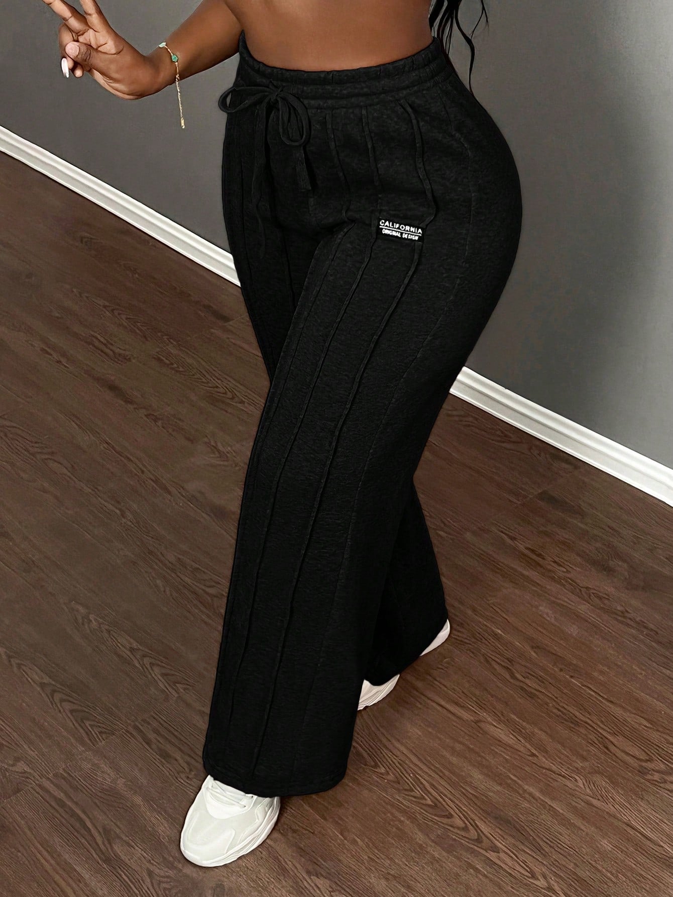 Slaydiva Casual Gray Loose Straight Leg Pants