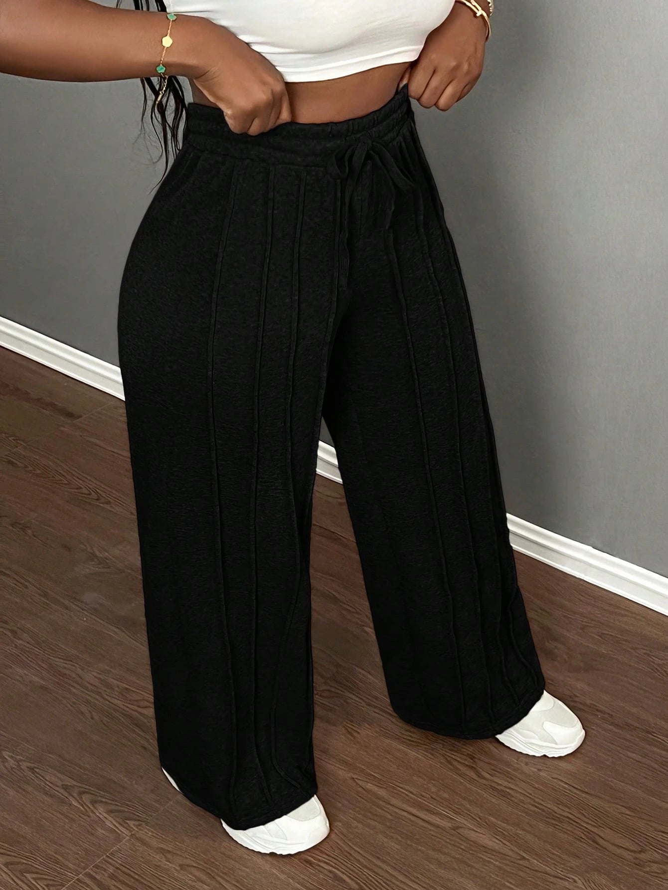 Slaydiva Casual Gray Loose Straight Leg Pants