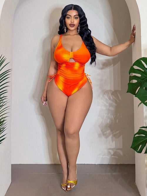Slaydiva Plus Size Fashionable Printed Casual Vacation One-Piece Swimsuit