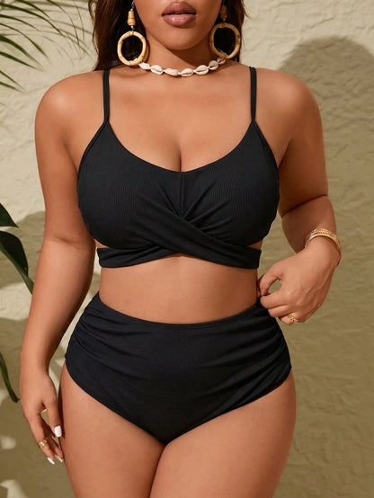 Slaydiva Plus Size Printed Tankini Swimwear Set