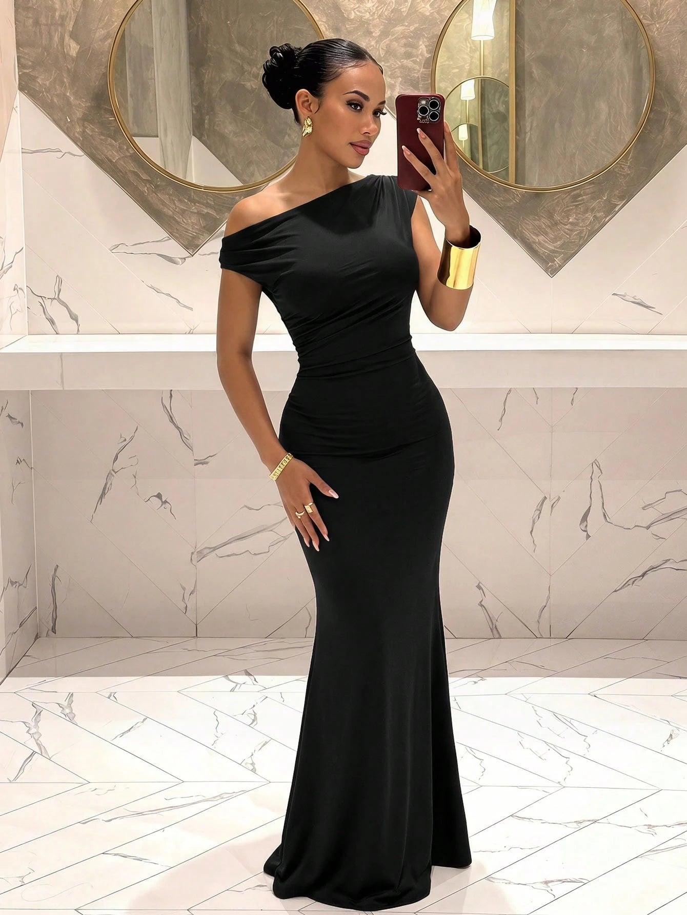 Slaydiva Shades Of Brown,Autumn,Seductive,Party Night Elegant Sexy Sleeveless Asymmetric Neck Backless Bodycon Maxi Dress For Summer Valentine's Day