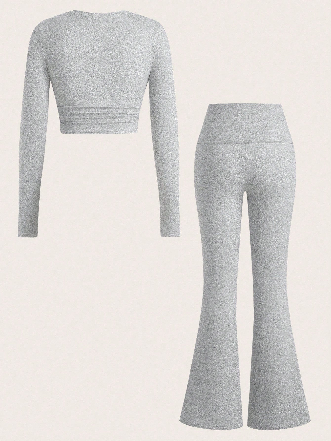 Slaydiva Women's White 2 Pieces Set,Long-Sleeved Crew Neck Graphic Tops Flare Pants,Navy Blue Bow Graphic Streetwear,Autumn Casual Y2k Back-To-School Everyday