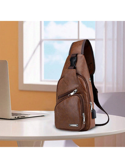 Sling Bag For Men Women, 2025 Fashion Shoulder Backpack Chest Bags With Anti-Theft Pocket & USB Charge Port, Fanny Pack Cross Body Bags For Travel Hiking Day Trip, Holiday, Perfect For Valentine's Day