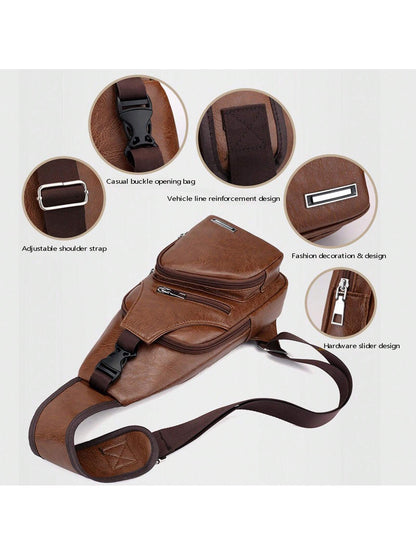 Sling Bag For Men Women, 2025 Fashion Shoulder Backpack Chest Bags With Anti-Theft Pocket & USB Charge Port, Fanny Pack Cross Body Bags For Travel Hiking Day Trip, Holiday, Perfect For Valentine's Day