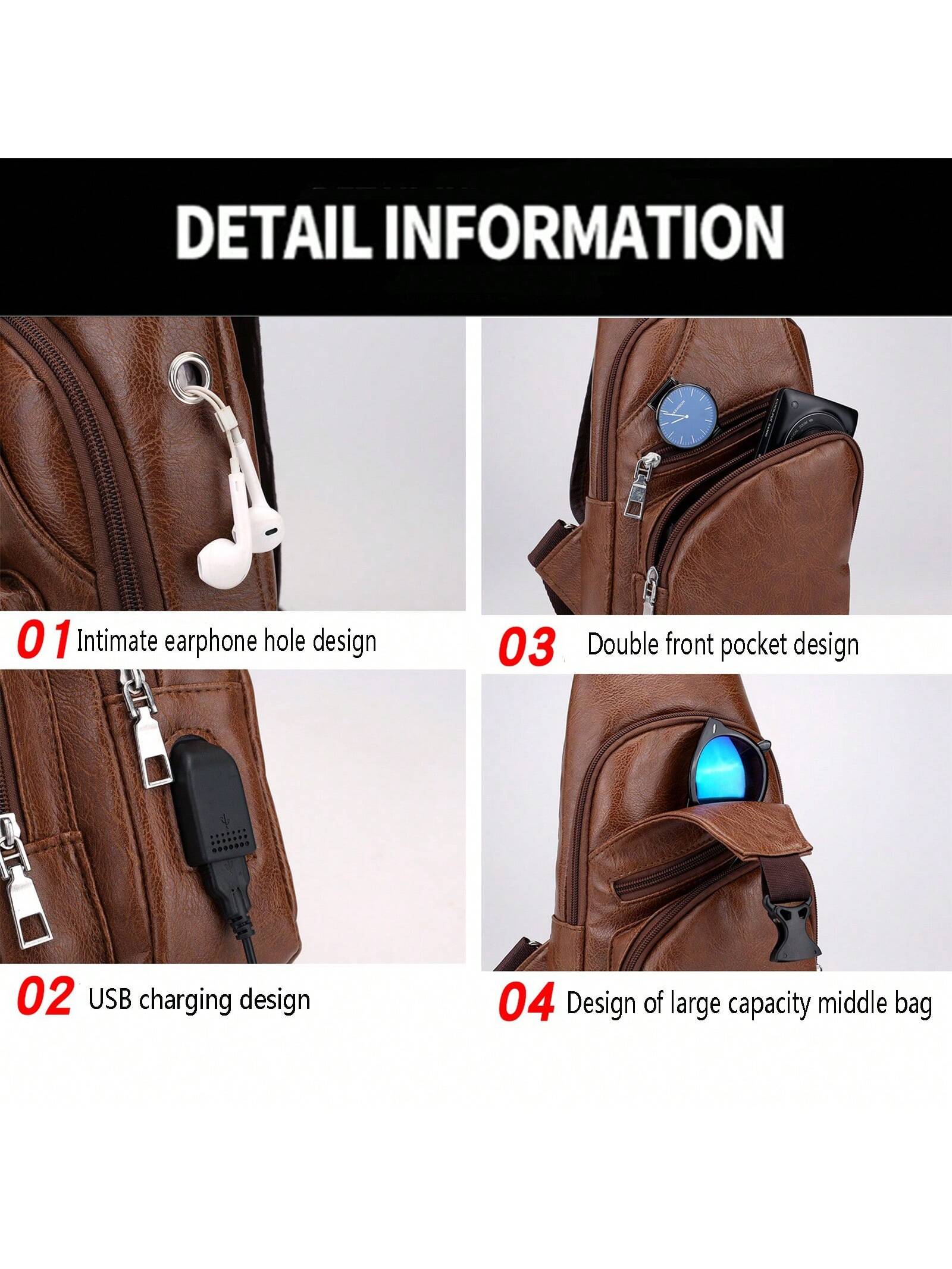 Sling Bag For Men Women, 2025 Fashion Shoulder Backpack Chest Bags With Anti-Theft Pocket & USB Charge Port, Fanny Pack Cross Body Bags For Travel Hiking Day Trip, Holiday, Perfect For Valentine's Day