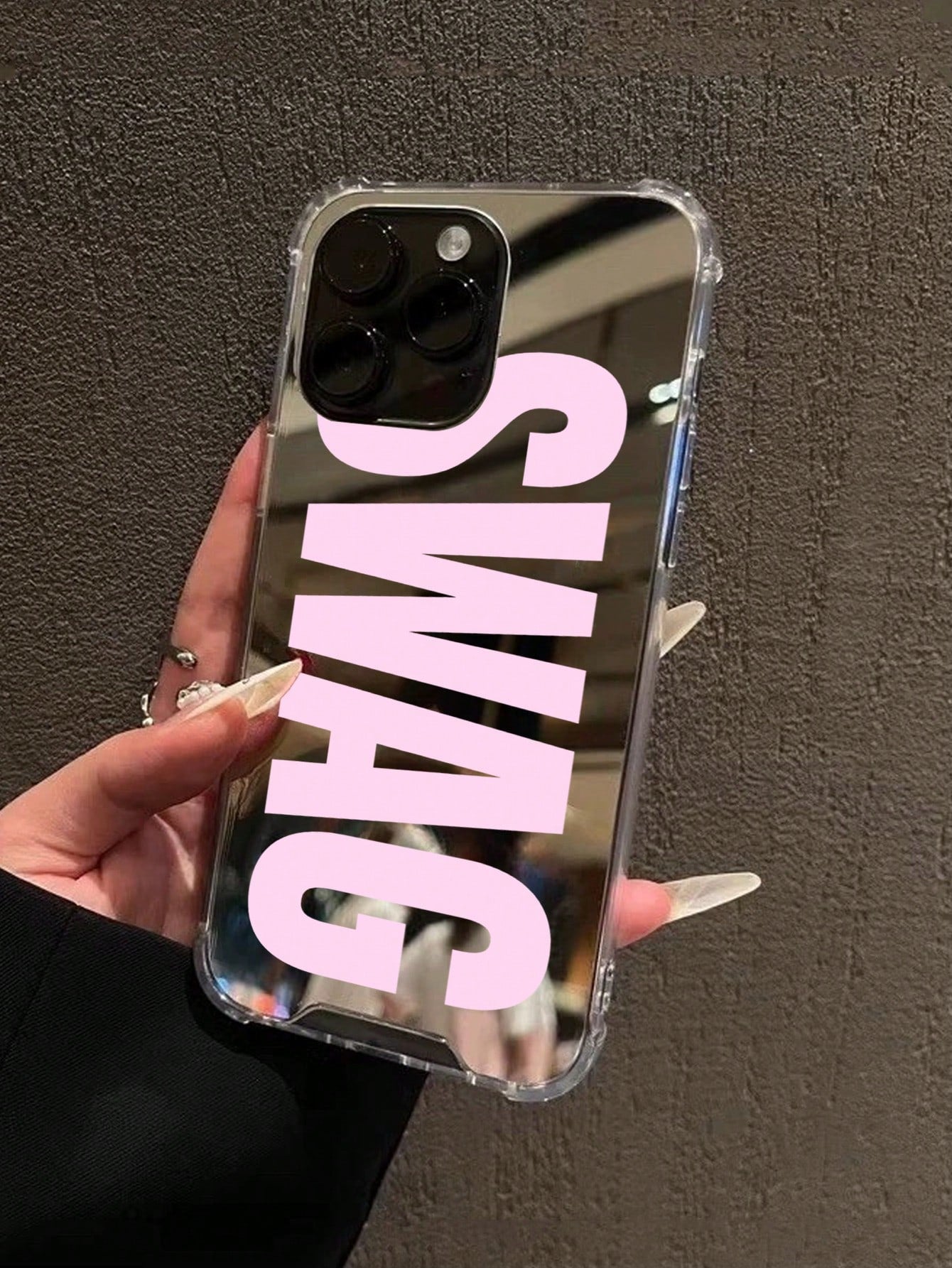 Slogan Mirror Anti-Drop Vintage SWAG Letter Print Phone Case, Compatible With IPhone 13/11/17/17pro/16/14/15/15pro/15 Plus/15 Promax/11pro/12pro/13pro/14pro/12mini/13mini/11promax/12promax/13promax/14
