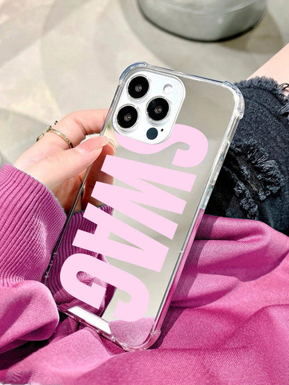 Slogan Mirror Anti-Drop Vintage SWAG Letter Print Phone Case, Compatible With IPhone 13/11/17/17pro/16/14/15/15pro/15 Plus/15 Promax/11pro/12pro/13pro/14pro/12mini/13mini/11promax/12promax/13promax/14