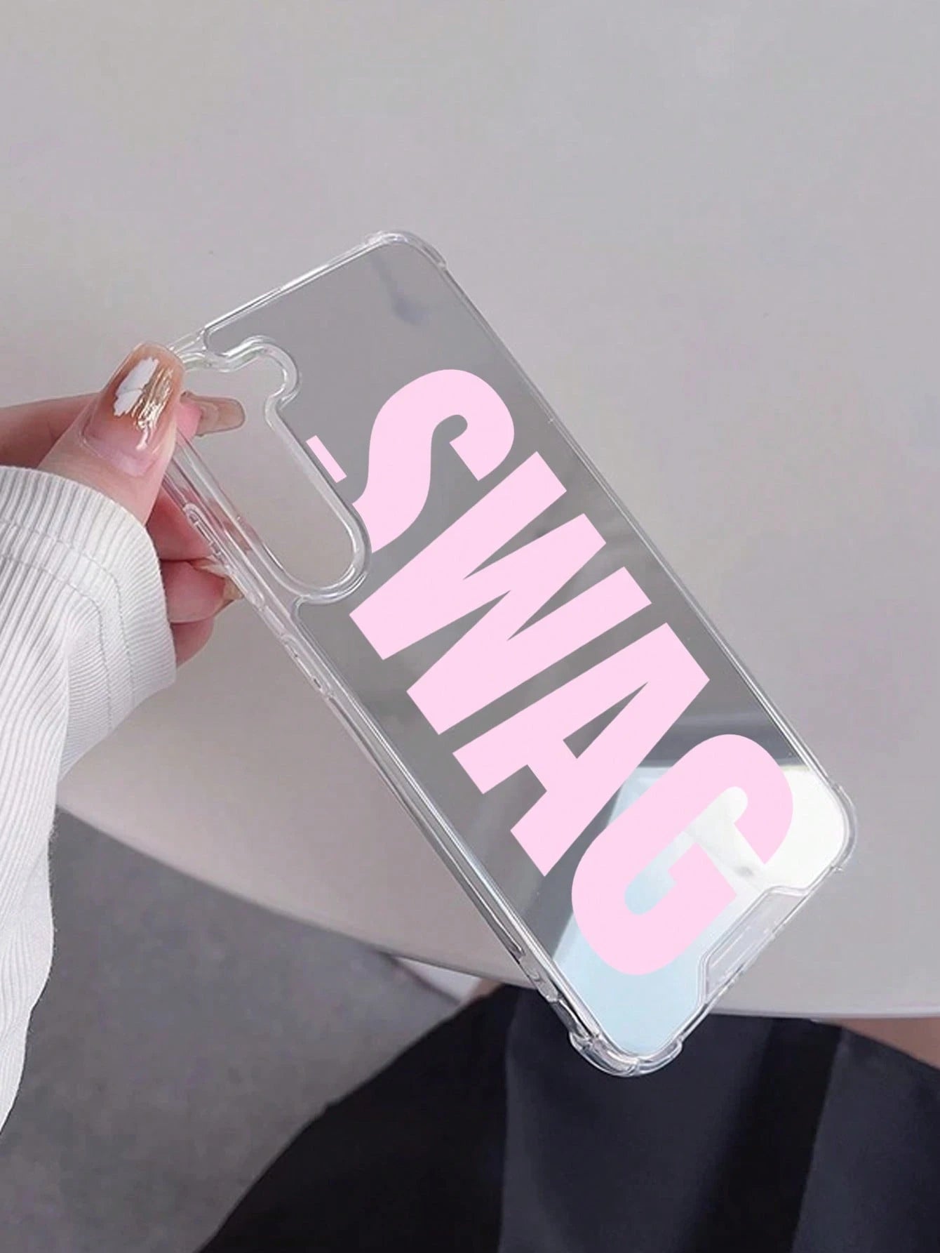 Slogan Mirror Anti-Drop Vintage SWAG Letter Print Phone Case, Compatible With IPhone 13/11/17/17pro/16/14/15/15pro/15 Plus/15 Promax/11pro/12pro/13pro/14pro/12mini/13mini/11promax/12promax/13promax/14