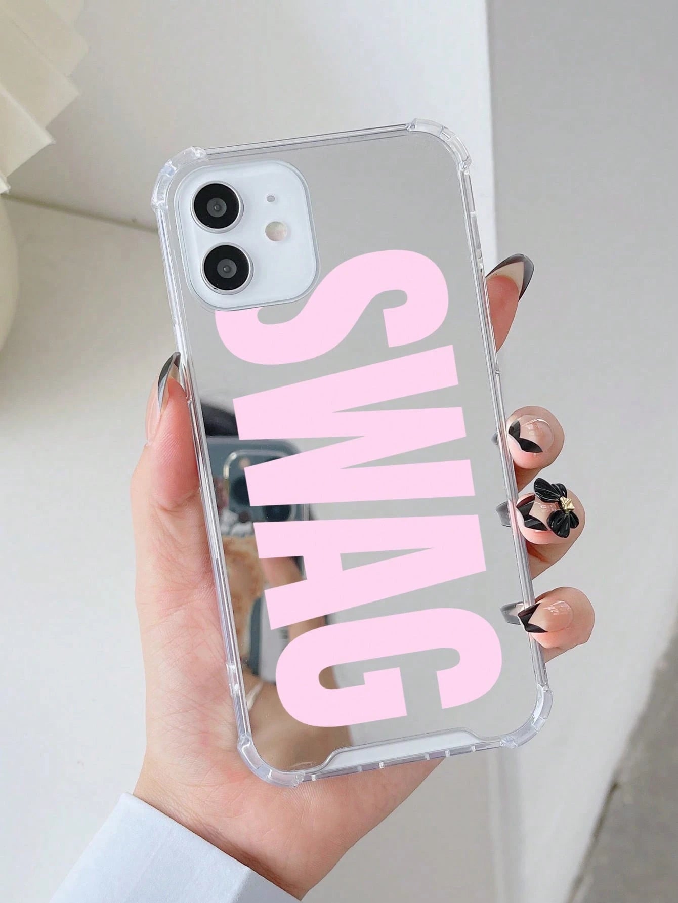 Slogan Mirror Anti-Drop Vintage SWAG Letter Print Phone Case, Compatible With IPhone 13/11/17/17pro/16/14/15/15pro/15 Plus/15 Promax/11pro/12pro/13pro/14pro/12mini/13mini/11promax/12promax/13promax/14