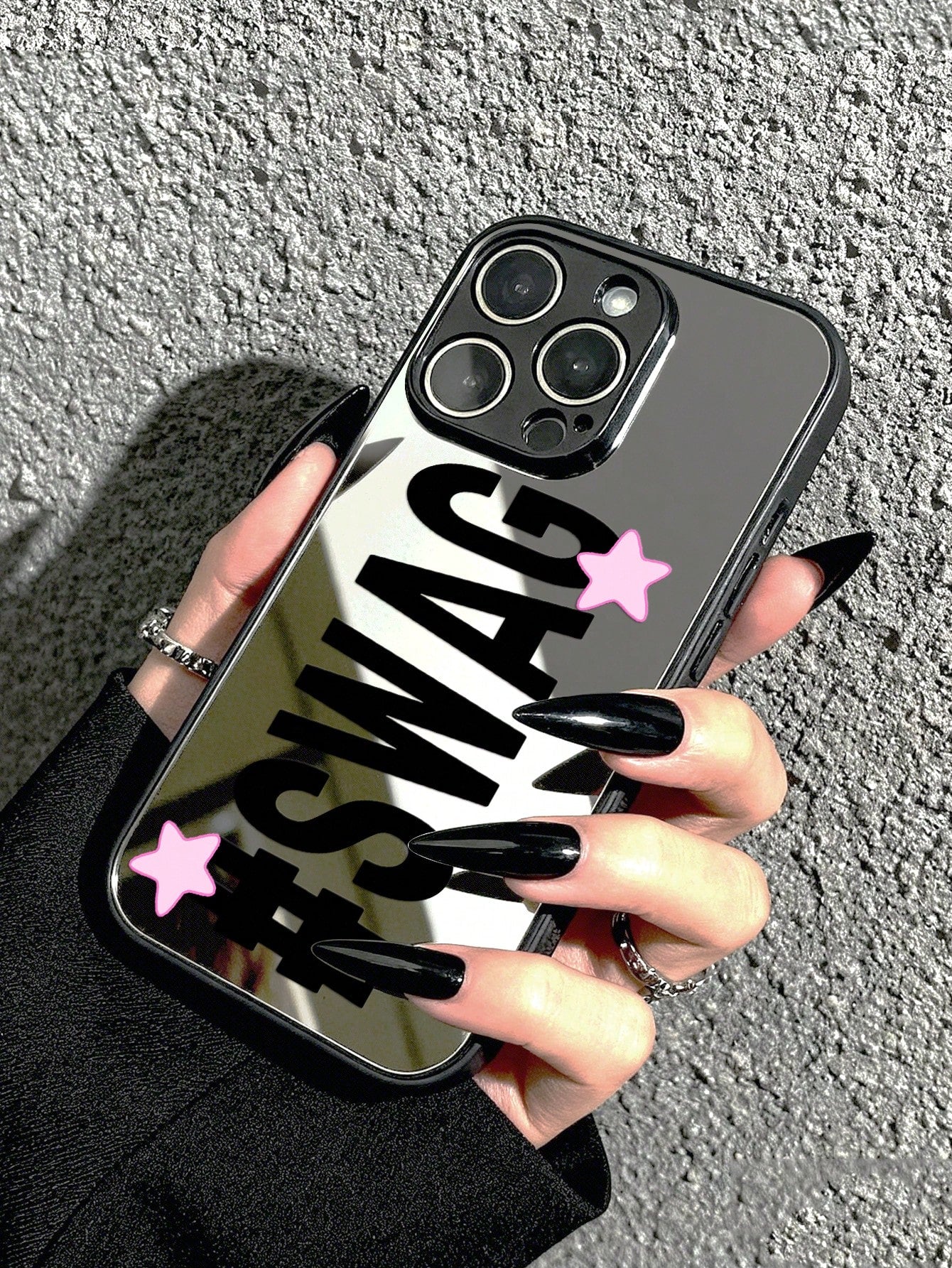 Slogan Mirror Anti-Drop Vintage SWAG Letter Print Phone Case, Compatible With IPhone 13/11/17/17pro/16/14/15/15pro/15 Plus/15 Promax/11pro/12pro/13pro/14pro/12mini/13mini/11promax/12promax/13promax/14