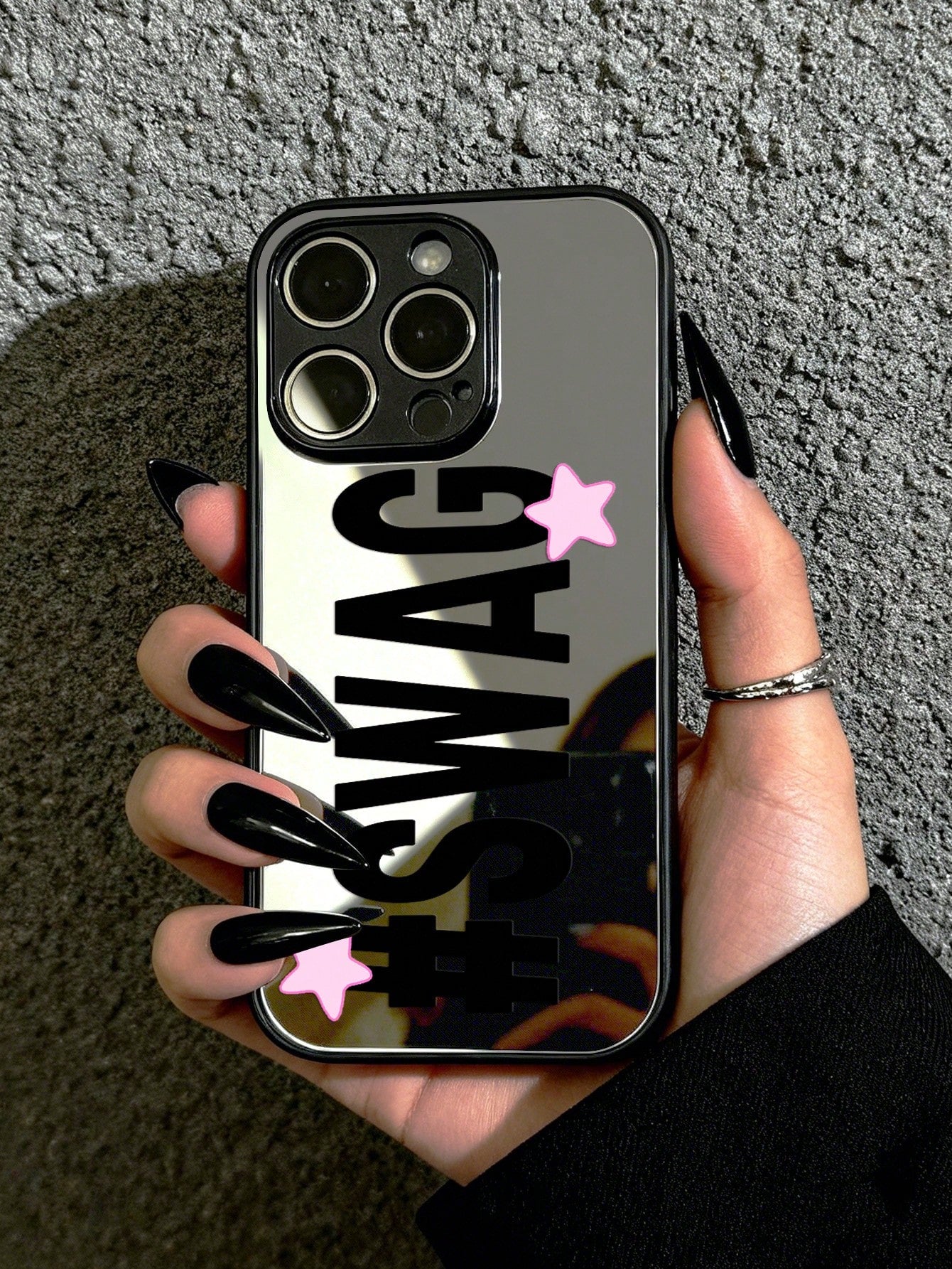 Slogan Mirror Anti-Drop Vintage SWAG Letter Print Phone Case, Compatible With IPhone 13/11/17/17pro/16/14/15/15pro/15 Plus/15 Promax/11pro/12pro/13pro/14pro/12mini/13mini/11promax/12promax/13promax/14