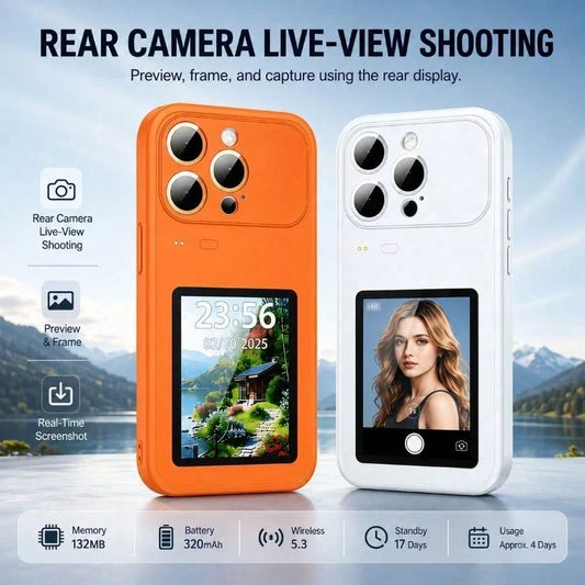 Smart Display Phone Case For IPhone 13/14/15 Pro, Touch Screen Case With Photo Sync, Message Alerts, Mini Games, Live Wallpapers & Cycle Reminder