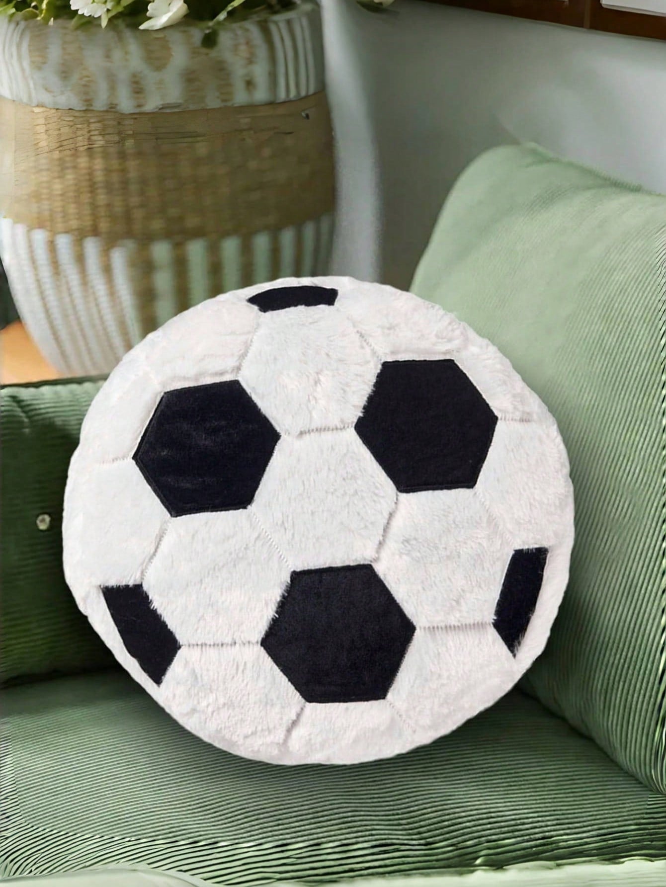 Soccer Ball Pillow Soft Fluffy Plush Football Cushion For Boys And Girls Sports Throw Pillows For Room Decor Sofa Couch Bed Soccer Gift
