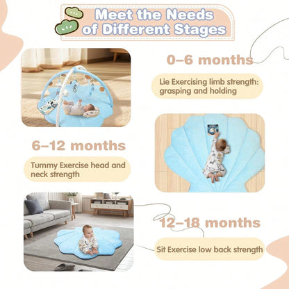 Soft & Breathable Baby Play Gym Mat, Oversize Baby Tummy Time Play Mat Anti-Slip Back With 6 Detachable Toys For Sensory Exploration Motor Skill Development, Newborn Essentials Shower Gift Activity Ma