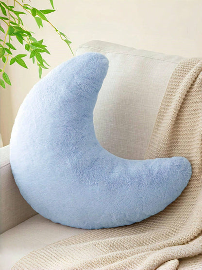 Soft Faux Fur Moon Shaped Decorative Throw Pillow, Suitable For Bedroom, Bed And Sofa, Easter Decor Cushion, Applicable For Spring Sofa, Bedroom, Living Room, Light Pink