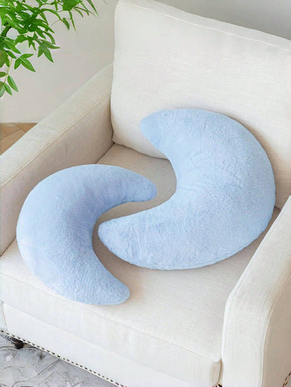 Soft Faux Fur Moon Shaped Decorative Throw Pillow, Suitable For Bedroom, Bed And Sofa, Easter Decor Cushion, Applicable For Spring Sofa, Bedroom, Living Room, Light Pink