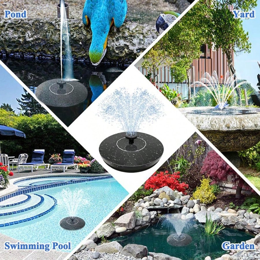 Solar Fountain Water Pump For Bird Bath, New Upgraded Mini Solar Powered Fountain Pump 1W/1.5W Free Standing Solar Panel Kit Water Fountain For Garden, Pond, Pool, And Outdoor