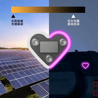 Solar Powered Heart-Shaped Neon LED Car Rear Window Light, Wireless Atmosphere Decoration, Popular Car LED Window Heart-Shaped Atmosphere Light, Solar Powered Car Interior Neon USB Decor, 3.7V+300mAh