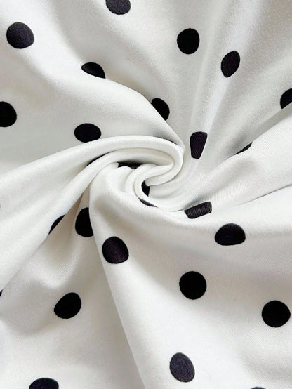 Soleia Polka Dot Top Women's Y2K Polka Dot Print Ruched Asymmetric Shoulder Top Asual Blouses For Ladies Winter Clothes No Chest Padding