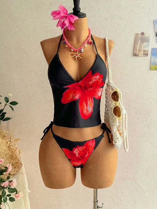 Soleia Women's Beach Vacation Casual Halter Bikini Set Summer Bathing Suits For Women