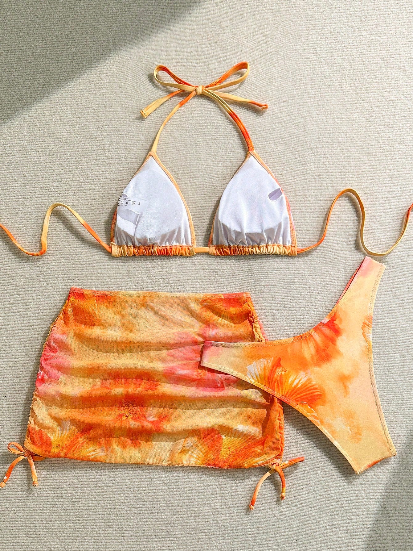 Soleia Women's Floral Resort Beach Vacation Vacation Multi-Piece Outfit Set, Fashionable For Summer Orange Tropical