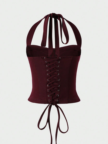Solid Color Backless Sexy Strapless Camisole Vest For Women, Casual Blouse For Vacation, Beach, Street, Party