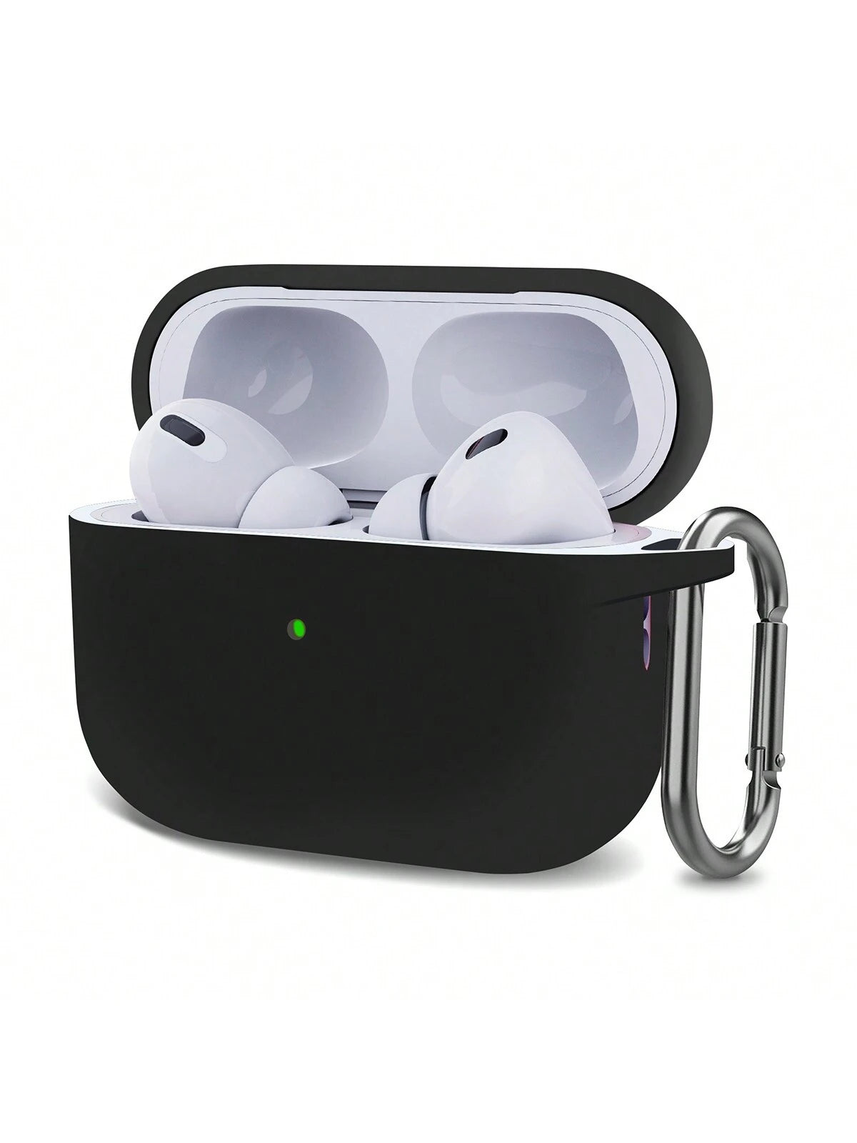 Solid Color Black Silicone Apple 1pc Plain Silicone Earbuds Protective Black Case Compatible With Airpods With Carabiner Gift New Arrival Mom