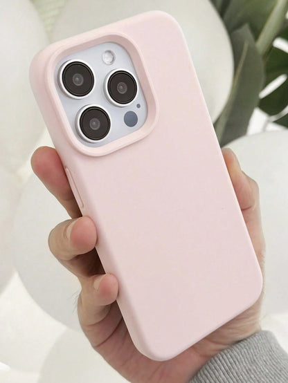 Solid Color Silicone Pink Liquid Silicone Shockproof Phone Case Compatible With IPhone 17/17 Air/17 Pro/17 Pro Max Also Fits 16 15 14 13 12 11 Pro Max Soft Rubber Texture Skin-Friendly Spring Birthday
