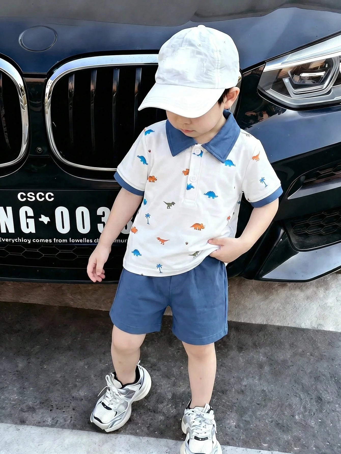 Souflis Souflis 0-3 Years Boys Dinosaur Print Lapel Comfortable Fabric, Suitable For Boys Back To School