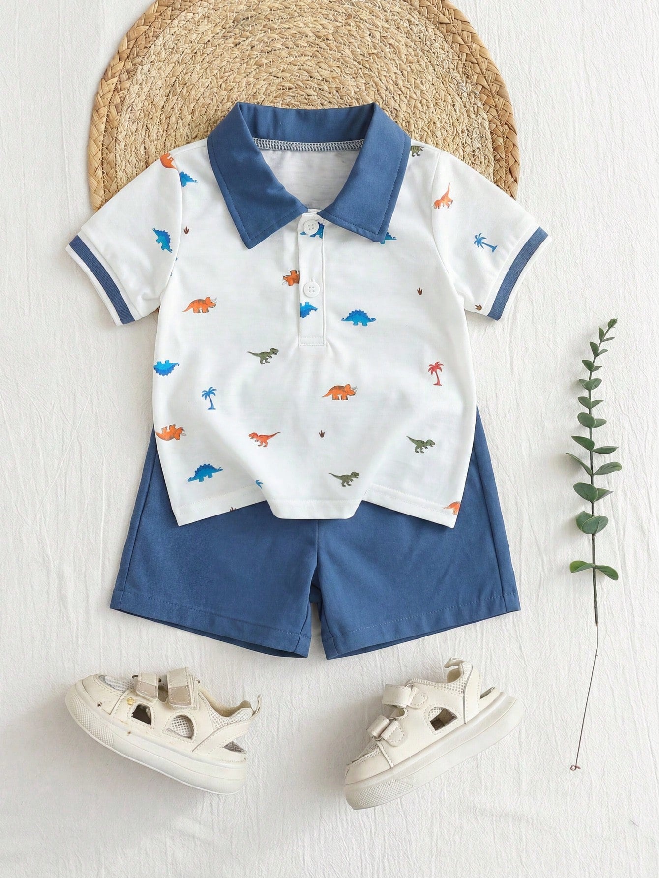 Souflis Souflis 0-3 Years Boys Dinosaur Print Lapel Comfortable Fabric, Suitable For Boys Back To School