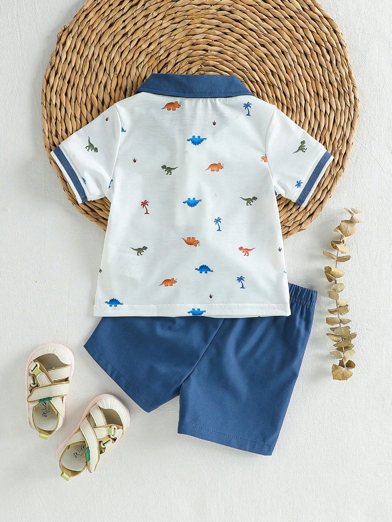 Souflis Souflis 0-3 Years Boys Dinosaur Print Lapel Comfortable Fabric, Suitable For Boys Back To School