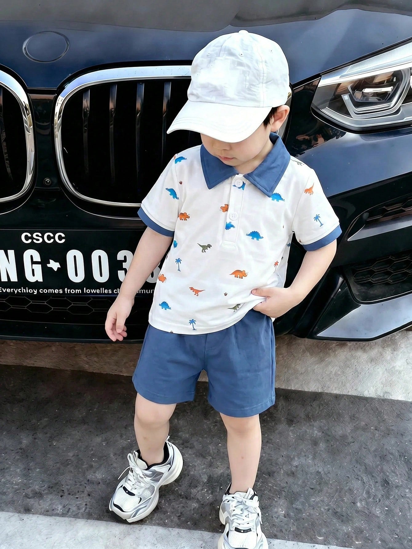 Souflis Souflis 0-3 Years Boys Dinosaur Print Lapel Comfortable Fabric, Suitable For Boys Back To School