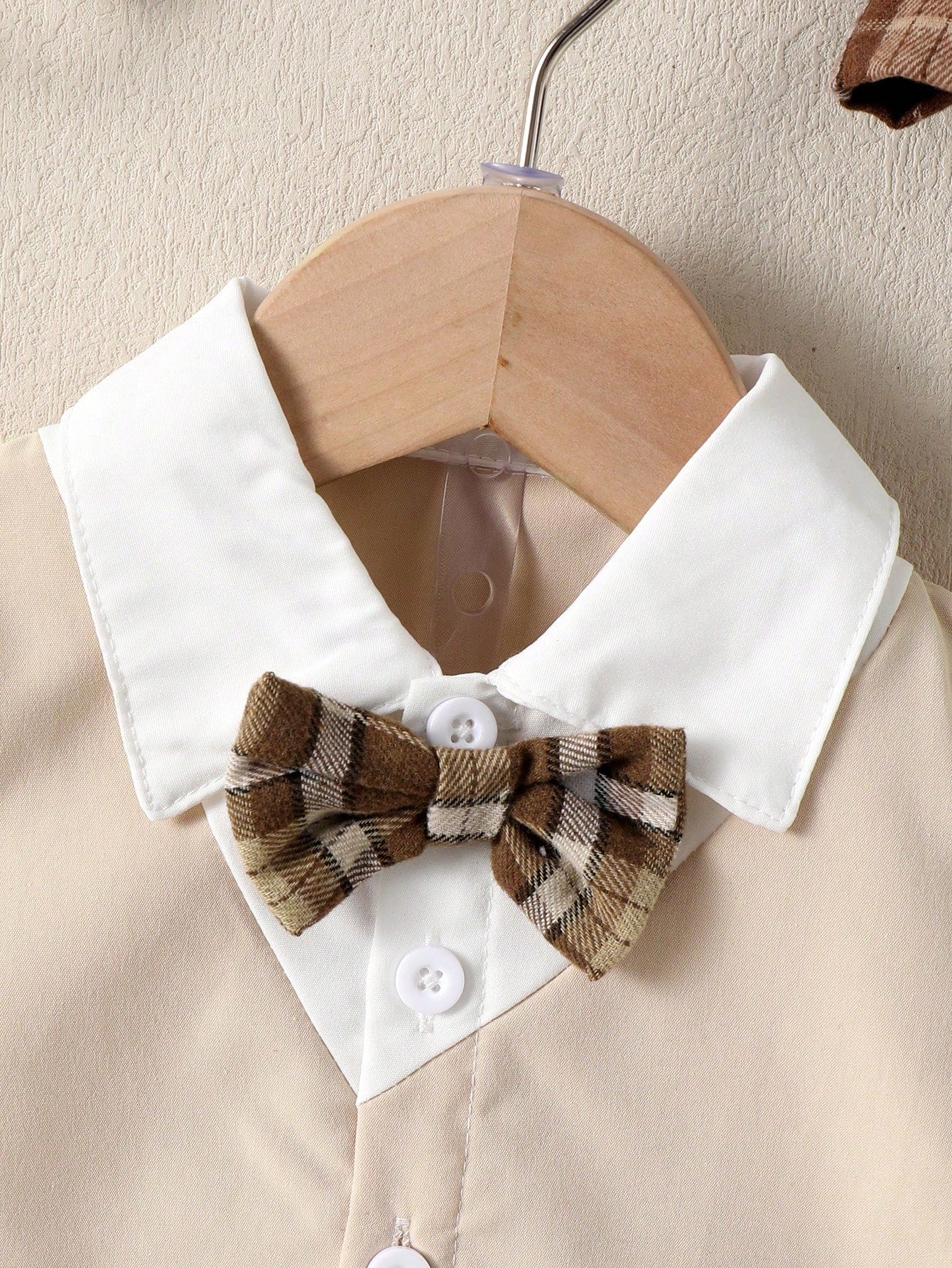 Souflis Souflis Gentleman Style Baby Boy's Plaid Shorts Set With Bow Tie 2 In 1 Short Sleeve Shirt And Hat, School ElegantMulticolorWoven Outfit, For Christmas