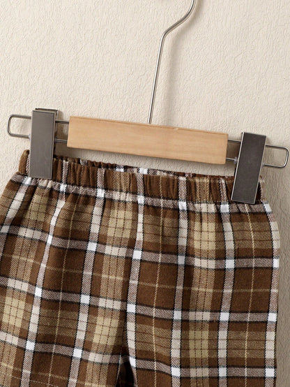 Souflis Souflis Gentleman Style Baby Boy's Plaid Shorts Set With Bow Tie 2 In 1 Short Sleeve Shirt And Hat, School ElegantMulticolorWoven Outfit, For Christmas