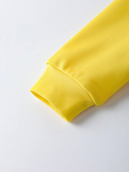 SpongeBob SquarePants| 2pcs Baby Boy Cartoon Pattern Cute Yellow Casual Long Sleeve Crew Neck Sweatshirt And Pants Set