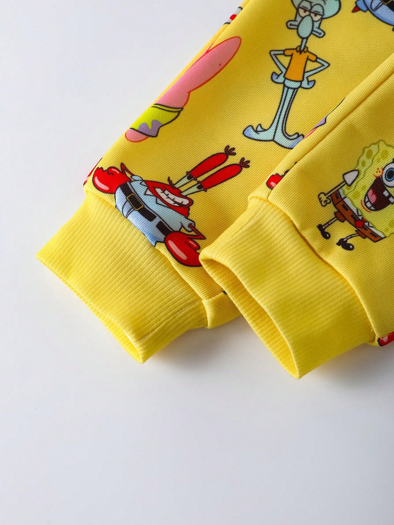SpongeBob SquarePants| 2pcs Baby Boy Cartoon Pattern Cute Yellow Casual Long Sleeve Crew Neck Sweatshirt And Pants Set