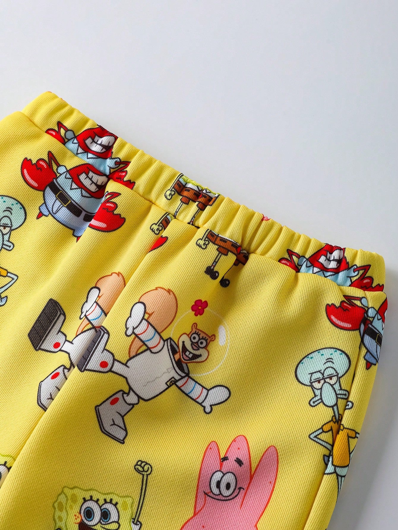 SpongeBob SquarePants| 2pcs Baby Boy Cartoon Pattern Cute Yellow Casual Long Sleeve Crew Neck Sweatshirt And Pants Set