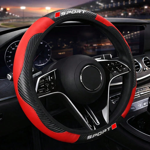 Sports Car Steering Wheel Cover, No Inner Ring, Compatible With 14.5-15 Inch Steering Wheel, Car Accessories For Both Men And Women, Suitable For All Seasons