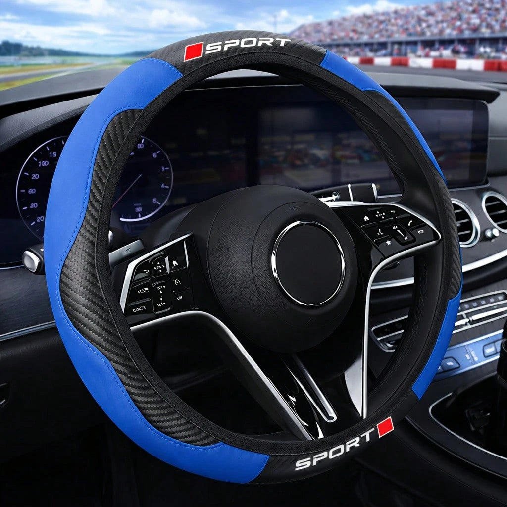 Sports Car Steering Wheel Cover, No Inner Ring, Compatible With 14.5-15 Inch Steering Wheel, Car Accessories For Both Men And Women, Suitable For All Seasons