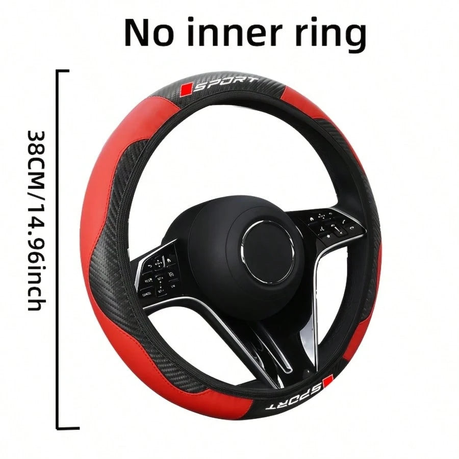 Sports Car Steering Wheel Cover, No Inner Ring, Compatible With 14.5-15 Inch Steering Wheel, Car Accessories For Both Men And Women, Suitable For All Seasons