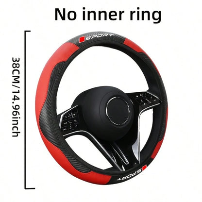 Sports Car Steering Wheel Cover, No Inner Ring, Compatible With 14.5-15 Inch Steering Wheel, Car Accessories For Both Men And Women, Suitable For All Seasons