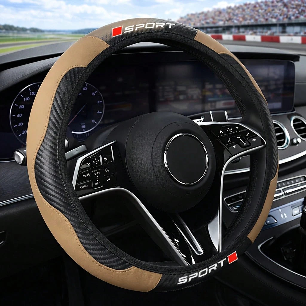 Sports Car Steering Wheel Cover, No Inner Ring, Compatible With 14.5-15 Inch Steering Wheel, Car Accessories For Both Men And Women, Suitable For All Seasons