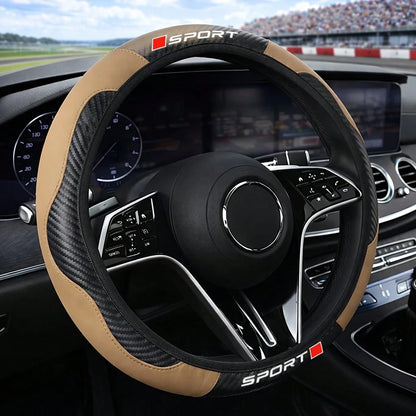 Sports Car Steering Wheel Cover, No Inner Ring, Compatible With 14.5-15 Inch Steering Wheel, Car Accessories For Both Men And Women, Suitable For All Seasons