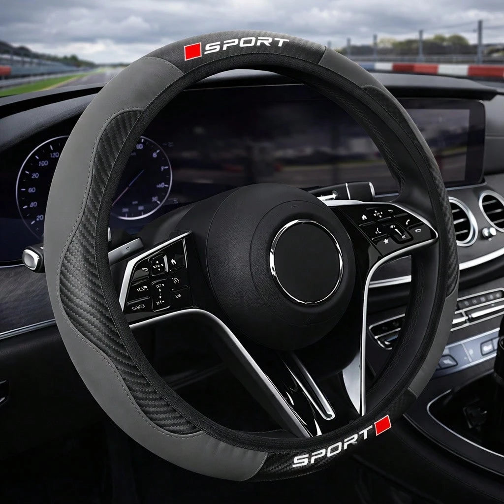 Sports Car Steering Wheel Cover, No Inner Ring, Compatible With 14.5-15 Inch Steering Wheel, Car Accessories For Both Men And Women, Suitable For All Seasons