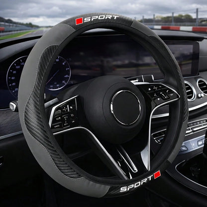 Sports Car Steering Wheel Cover, No Inner Ring, Compatible With 14.5-15 Inch Steering Wheel, Car Accessories For Both Men And Women, Suitable For All Seasons